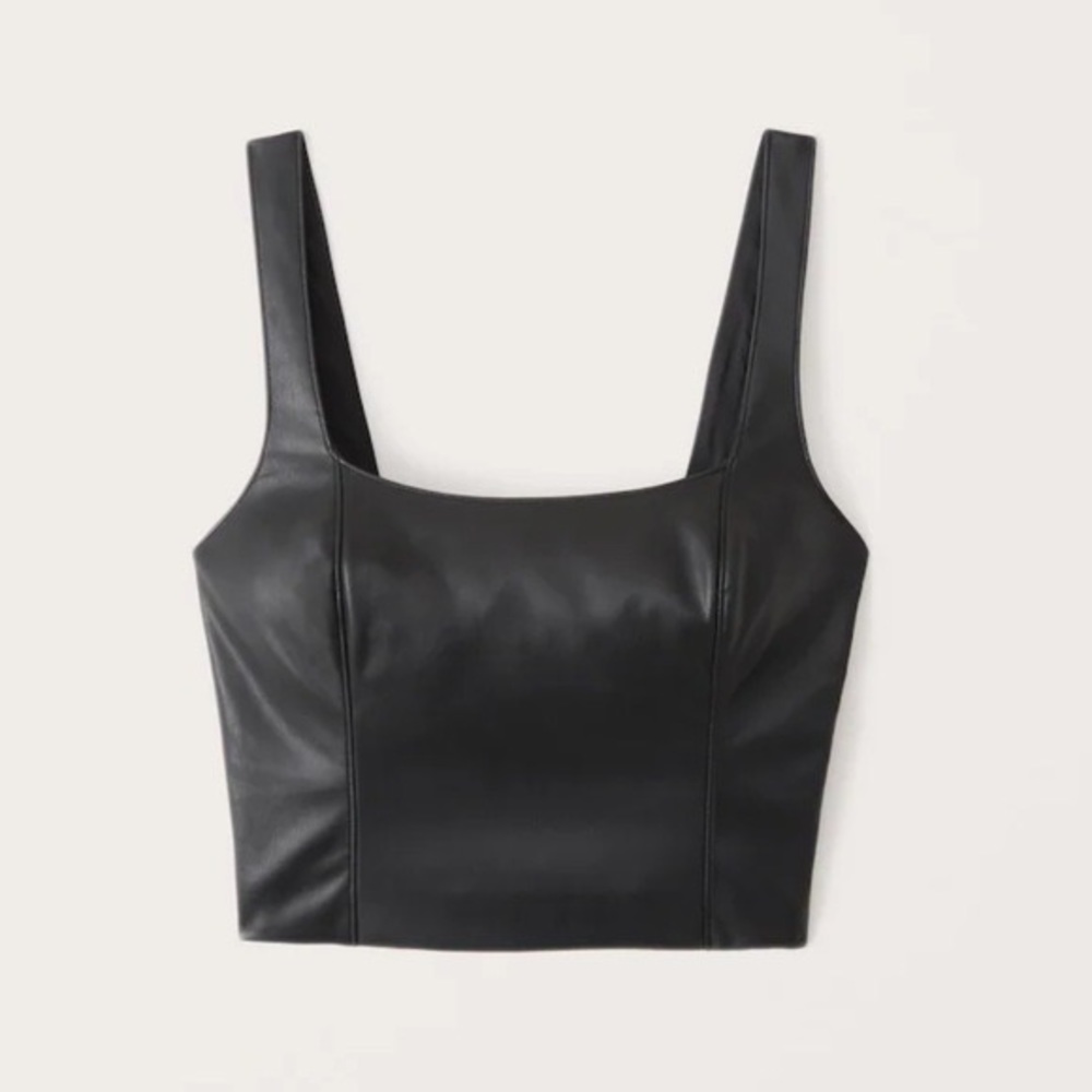 NWT A&F Faux Leather Squareneck Top